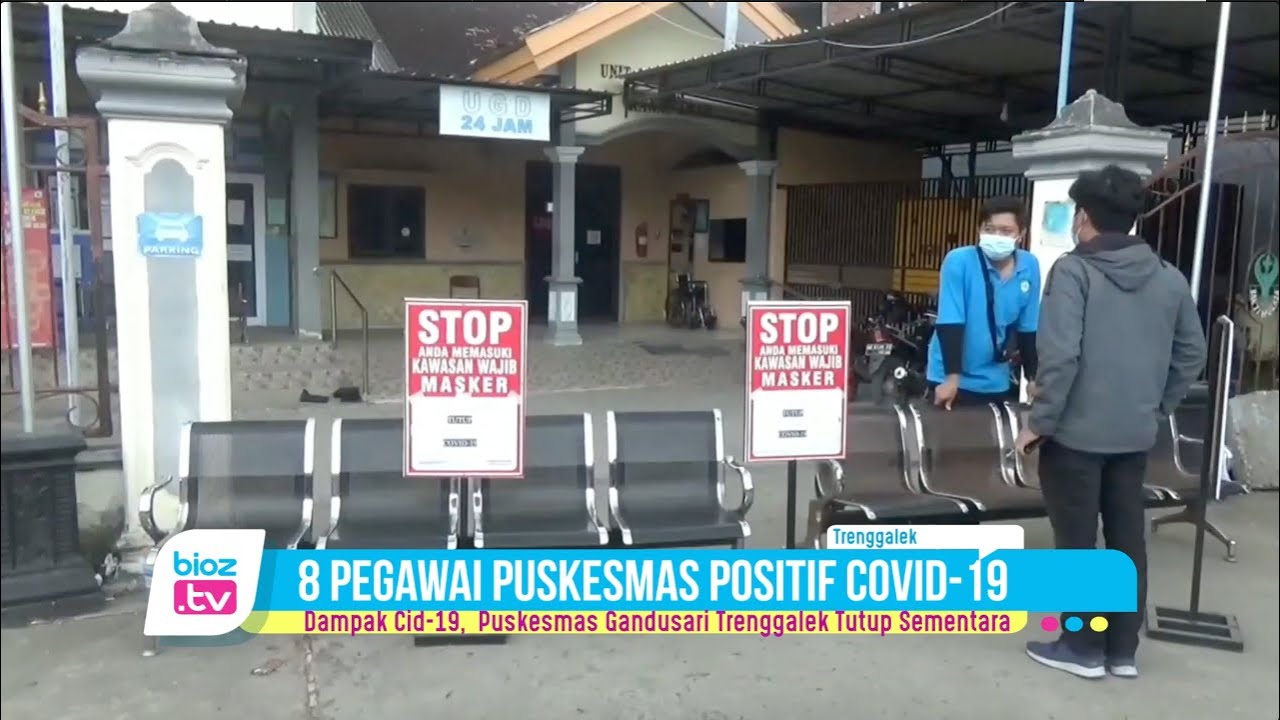 8 Pegawainya positif terpapar Covid-19, Puskesmas Gandusari di Kabupaten Trenggalek, Jawa Timur tutup untuk sementara waktu guna proses sterilisasi. Sementara itu seluruh pasien yang sebelumnya masih menjalani perawatan disana, akhirnya di pindahkan ke Pukesmas Karanganyar Kecamatan Gandusari.