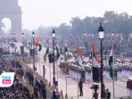 Parade militer megah di Kartavya Path, New Delhi, pada perayaan Hari Republik India ke-76, Minggu (26/1/2025)