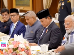 Presiden Republik Indonesia, Prabowo Subianto, menghadiri jamuan santap malam kenegaraan yang diselenggarakan oleh Presiden India, Droupadi Murmu, di Rashtrapati Bhavan